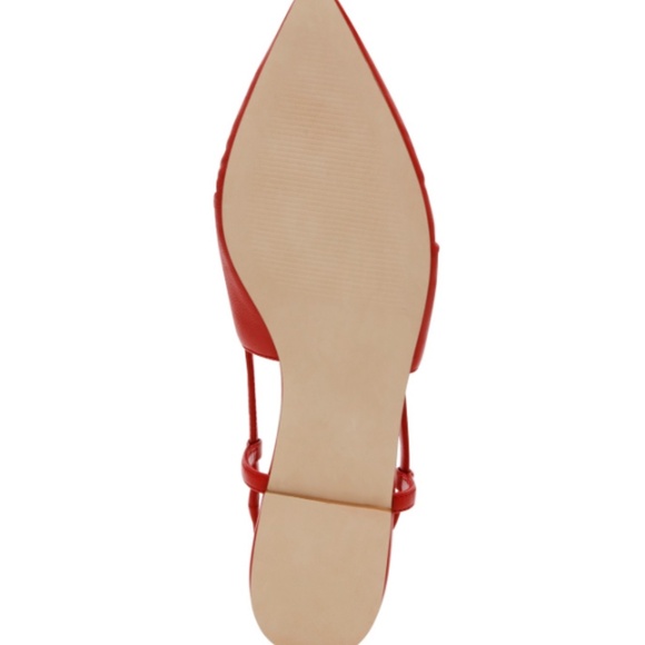 Steve Madden Women's Laylah Pointed-Toe Pleated Slingback Flats - Red Leather - Picture 3 of 3